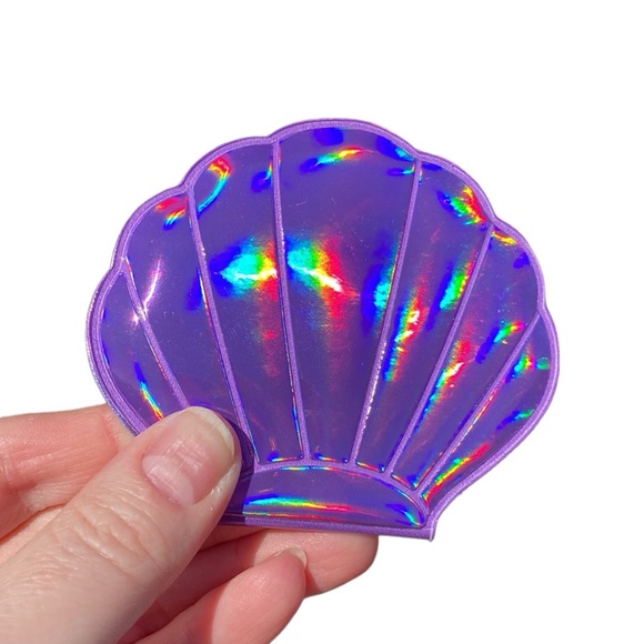 Purple Holographic Sea Shell Compact Mirror - Picture 3 of 15